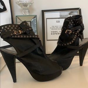 Black peep toe booties